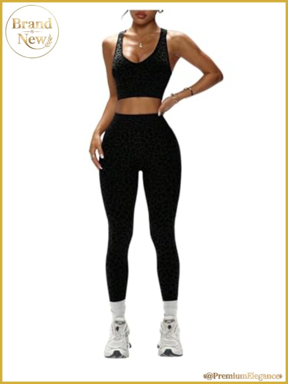 SHENHE Women's 2 Piece Seamless Leopard Workout Set Sports Bra Leggings